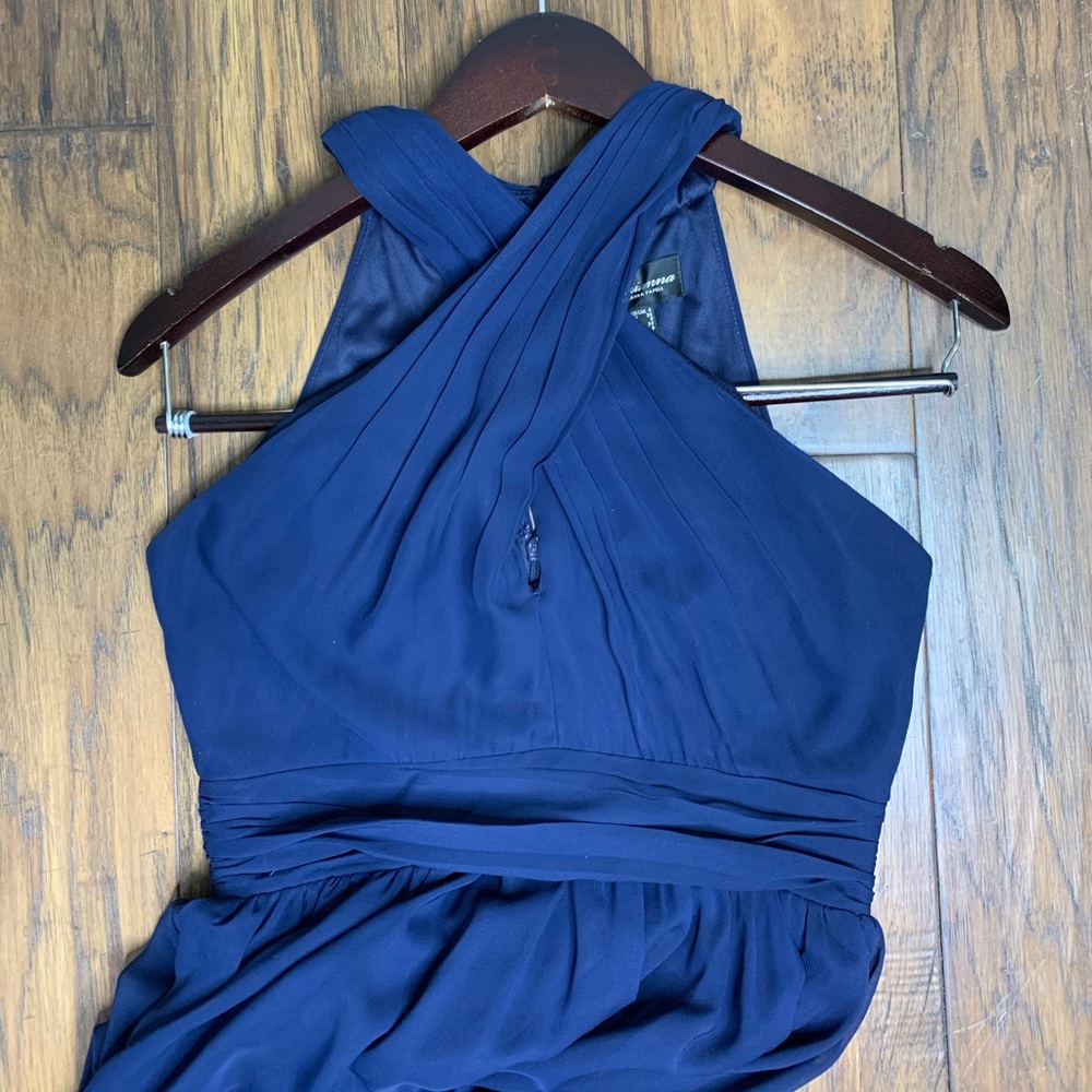 Navy Blue Cross Front Dress
